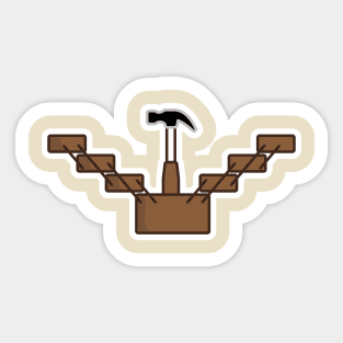 Mechanic Repairing Tool Box Sticker vector illustration. Mechanic and Plumber working tool equipment icon concept. Hammer in tool box sticker style vector design with shadow. Sticker